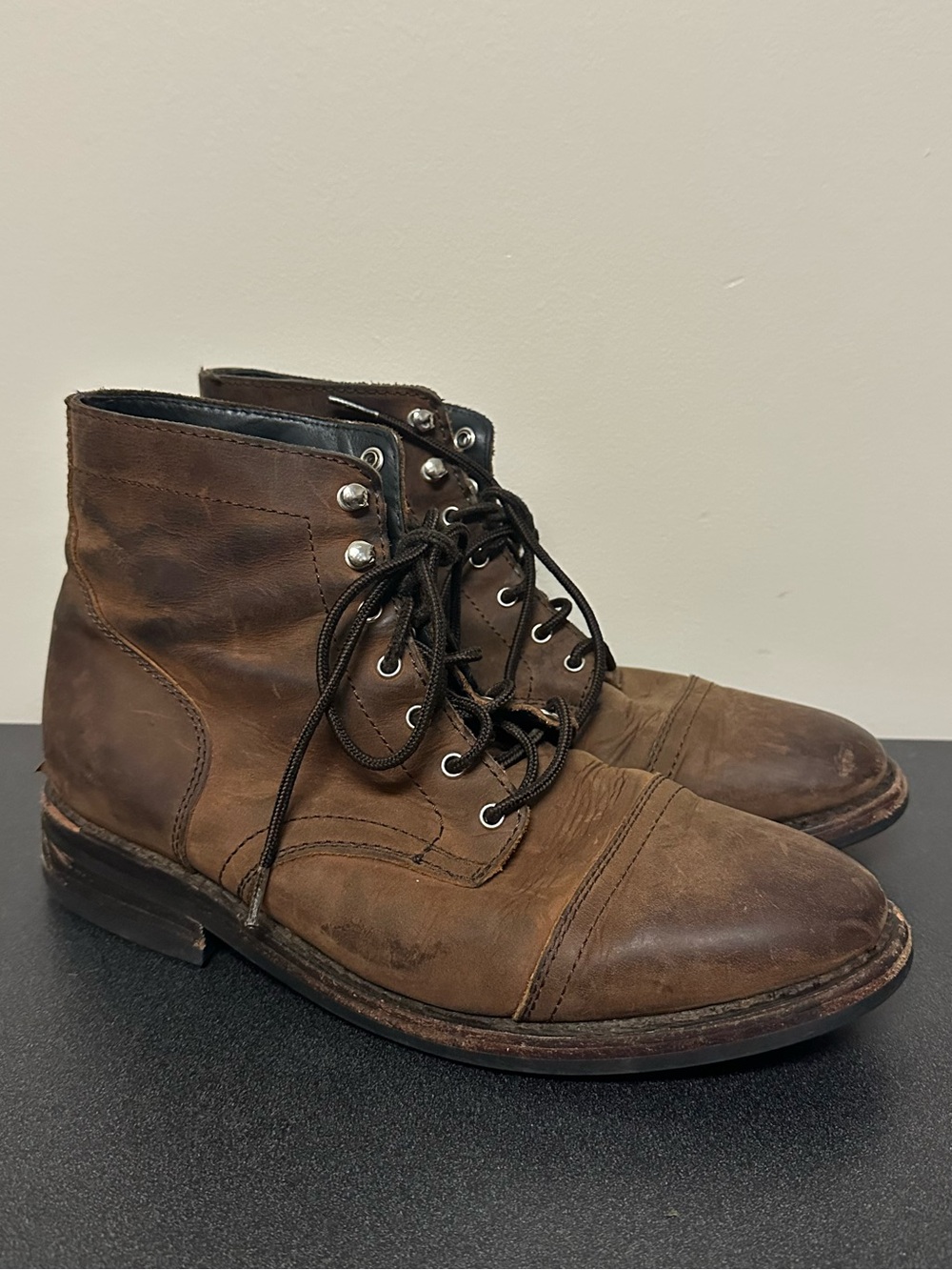 THURSDAY BOOT CO. Men's Brown Leather Captain Boots Size 10 Shoes Distressed